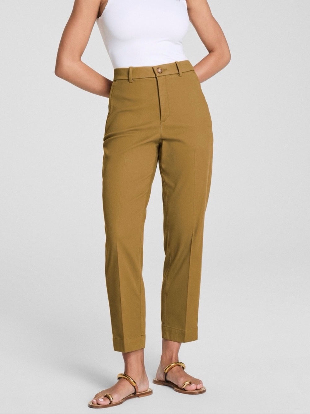 SPANX supersmooth® Stretch Twill Straight Pant in Flax Women's Size Large